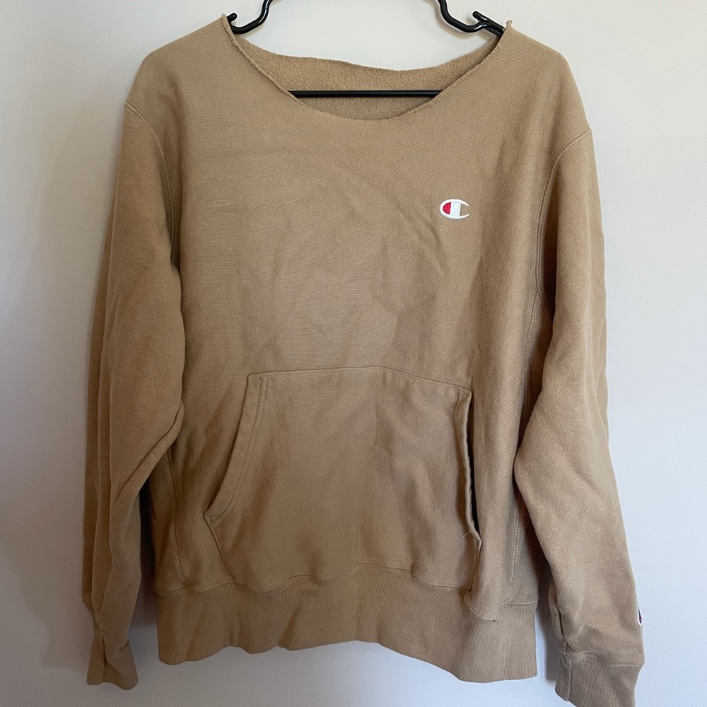 Brown Champion Crew Neck Sweatshirt with Pocket